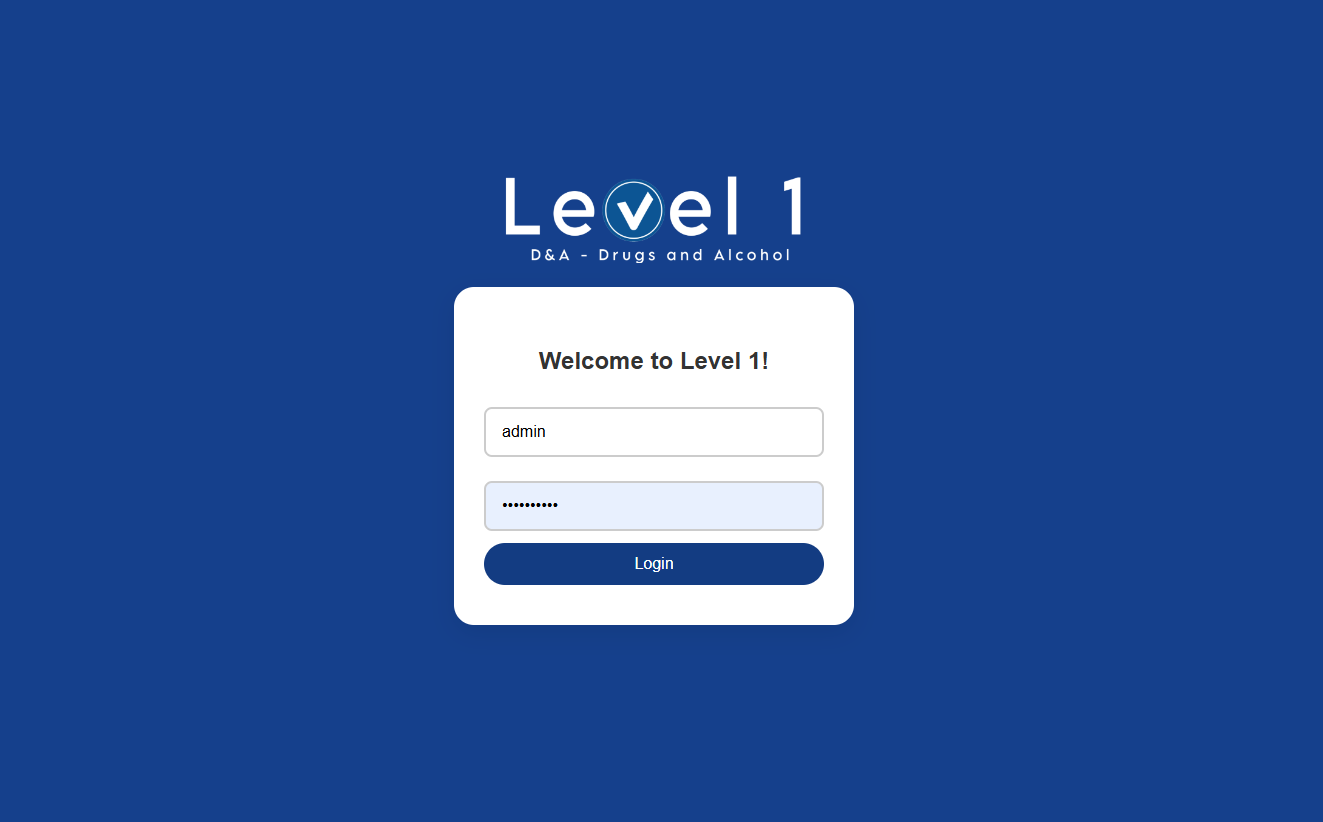 Screenshot: Level 1 Drug Administration Web App